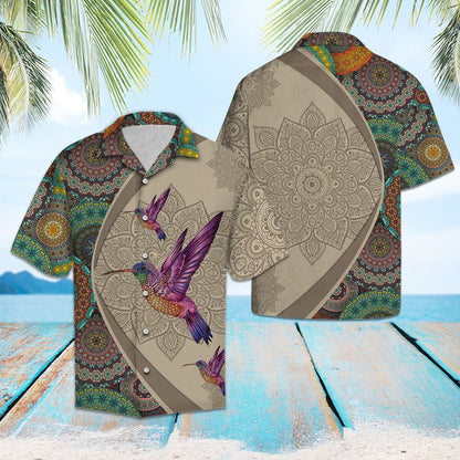Nice Hummingbird Sucking Mandala Flowers Hawaiian Shirt,Hawaiian Shirt Gift, Christmas Gift