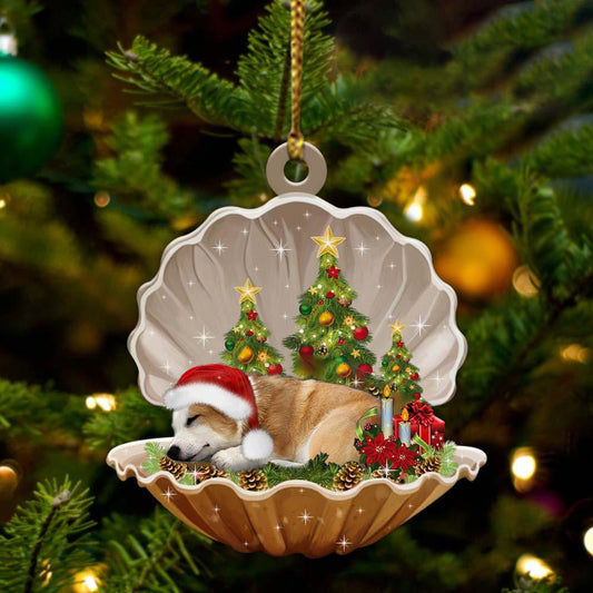 Corgi-Sleeping Pearl in Christmas Two Sided Christmas Plastic Hanging Ornament, Christmas Ornament, Christmas Gift, Christmas Decoration