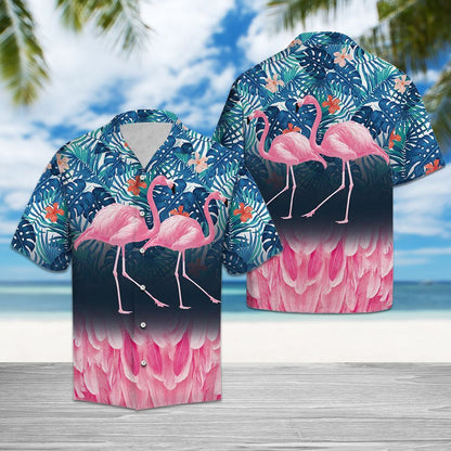 Flamingo 3d Le Duilleoga Trópaiceacha Léine Haváís, Bronntanas Léine Haváíais, Bronntanas Nollag