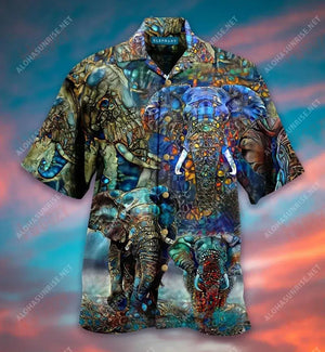 Abstract Elephant Unisex Short Hawaiian Shirt Ocean Hawaiian T Shirts Hawaiian Crazy Shirts Hawaiian Shirts For Men, Hawaiian Shirt Gift, Christmas Gift