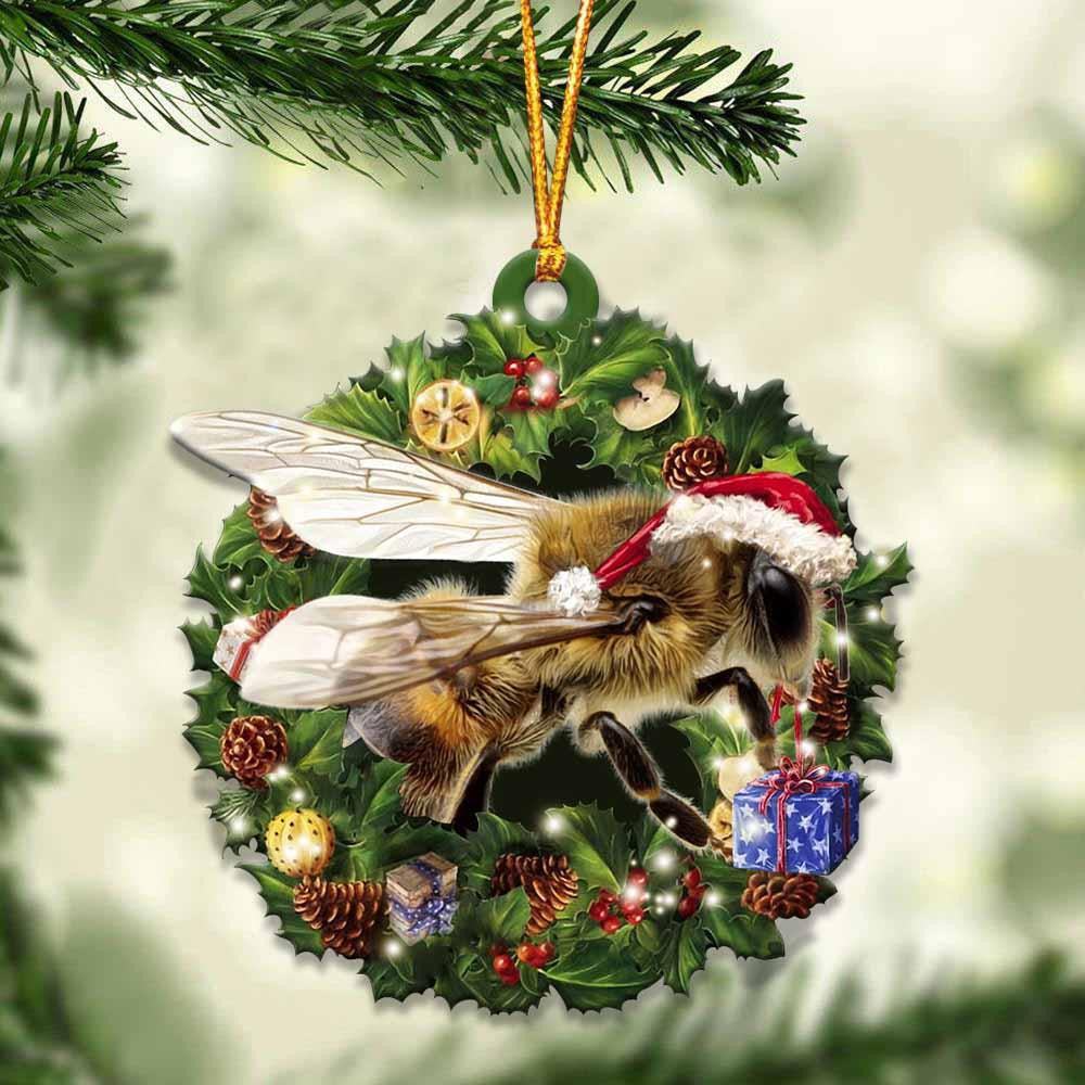 Bee and christmas gift for her gift for him gift for Bee lover Christmas Plastic Hanging Ornament, Christmas Ornament Gift, Christmas Gift, Christmas Decoration