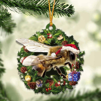 Bee and christmas gift for her gift for him gift for Bee lover Christmas Plastic Hanging Ornament, Christmas Ornament Gift, Christmas Gift, Christmas Decoration