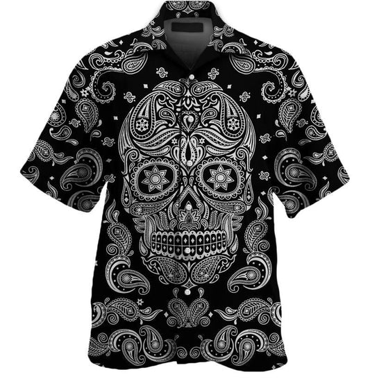 Bohemian Sugar Skull Pattern Awesome Background Design Hawaiian Shirt, Hawaiian Shirt Gift, Christmas Gift