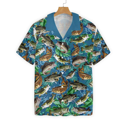 Go Fishing Bass Fish Seamless Design Hawaiian Shirt,Hawaiian Shirt Gift, Christmas Gift