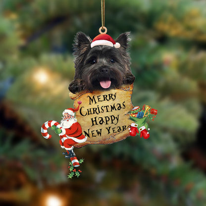 Cairn Terrier-Christmas & New Year Two Sided Christmas Plastic Hanging Ornament, Happy Christmas Ornament, Christmas Gift, Christmas Decoration