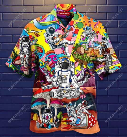 Hippie Astronaut Hawaiian Shirt, Hawaiian Shirt Gift, Christmas Gift
