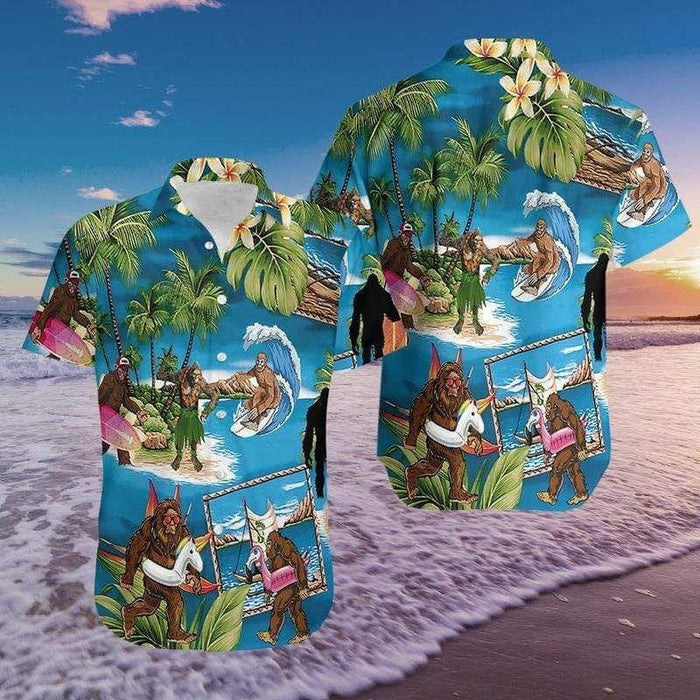 Time Of Winter Amazing Bigfoot Christmas Design Hawaiian Shirt, Hawaiian Shirt Gift, Christmas Gift