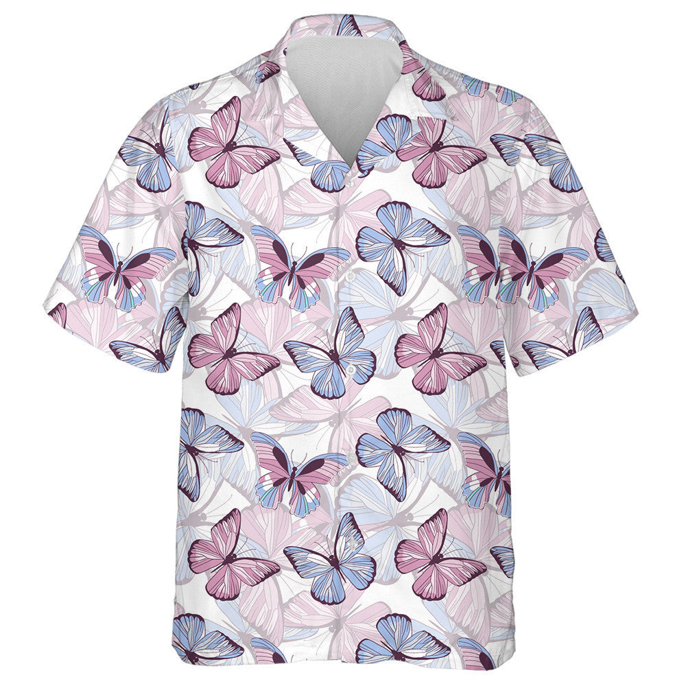 Beautiful Trendy Butterflies In Pastel Colors Hawaiian Shirt, Hawaiian For Gift