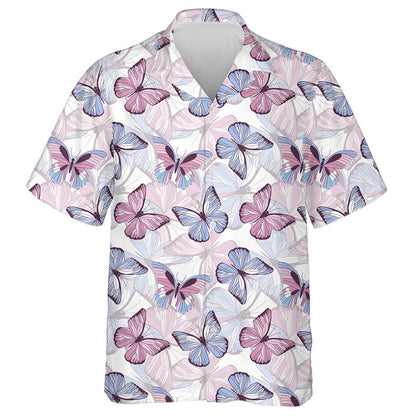 Beautiful Trendy Butterflies In Pastel Colors Hawaiian Shirt, Hawaiian For Gift