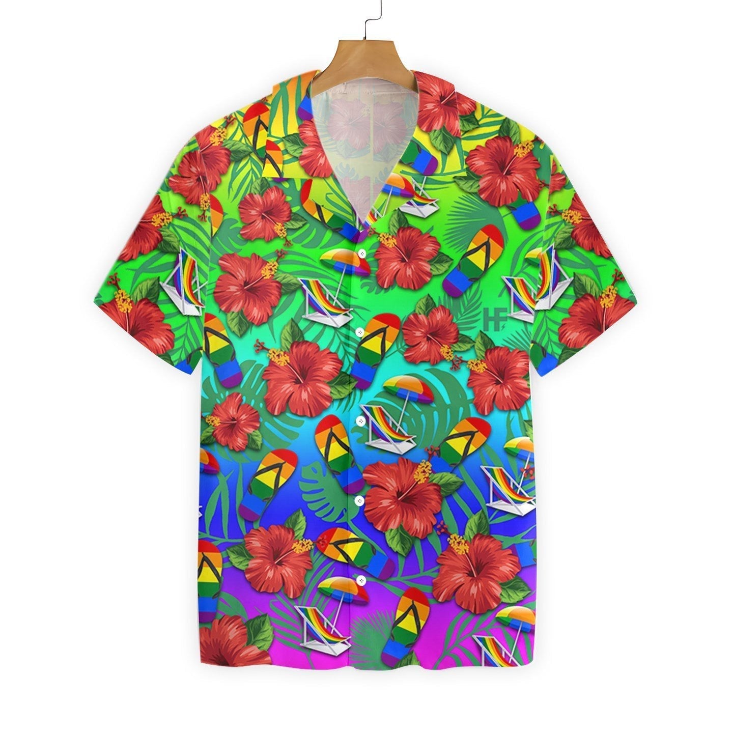 Red Floral Flower Leaf Pattern Hawaiian Shirt,Hawaiian Shirt Gift, Christmas Gift