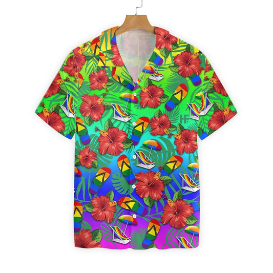 Red Floral Flower Leaf Pattern Hawaiian Shirt,Hawaiian Shirt Gift, Christmas Gift