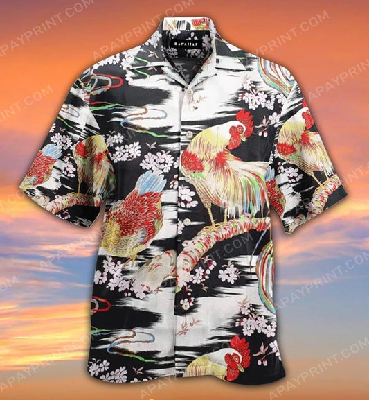 Rayon Crepe Japanese Chicken Onaga Dori Hawaiian Shirt,Hawaiian Shirt Gift, Christmas Gift
