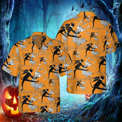 Devil Dancing With Beauty Halloween Background Hawaiian Shirt ,Hawaiian Shirt Gift, Christmas Gift