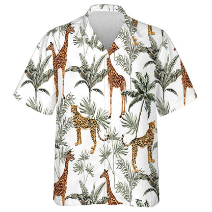 Jungle Palm Trópaiceach Álainn Le Sioráf agus Léine Haváí Tíogair, Bronntanas Léine Haváíais, Bronntanas Nollag