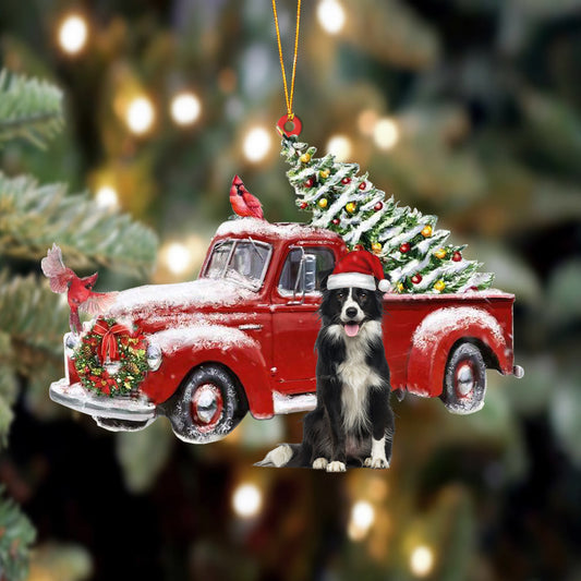 Border Collie-Cardinal & Truck Two Sided Christmas Plastic Hanging Ornament, Christmas Ornament Gift, Christmas Gift, Christmas Decoration