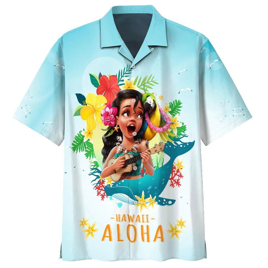 Cute Girl Aloha Watercolor Design Hawaiian Shirt,Hawaiian Shirt Gift, Christmas Gift