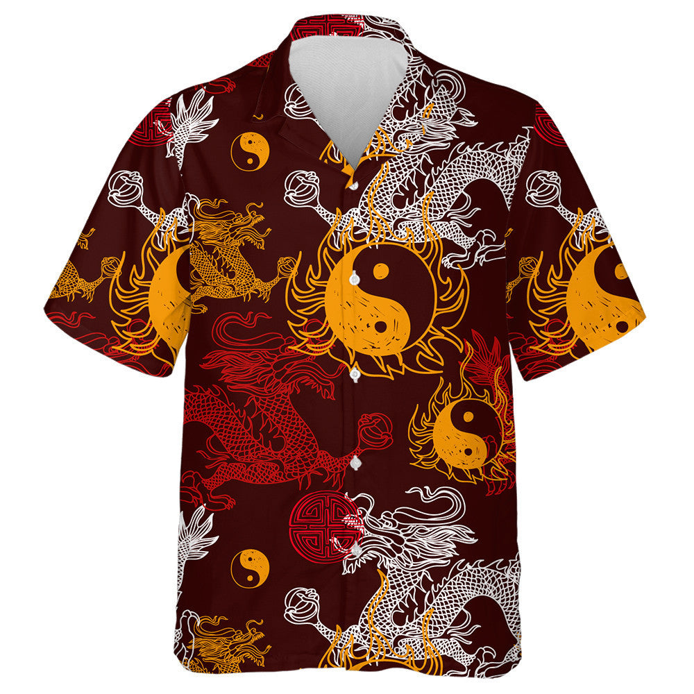 Dragon With Yin Yang And Blessing Symbol Hawaiian Shirt, Hawaiian Shirt Gift, Christmas Gift
