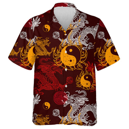 Dragon With Yin Yang And Blessing Symbol Hawaiian Shirt, Hawaiian Shirt Gift, Christmas Gift
