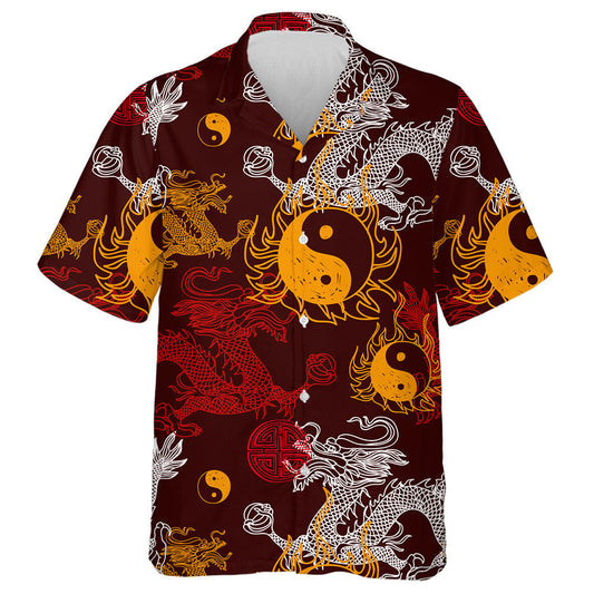 Dragon With Yin Yang And Blessing Symbol Hawaiian Shirt, Hawaiian Shirt Gift, Christmas Gift