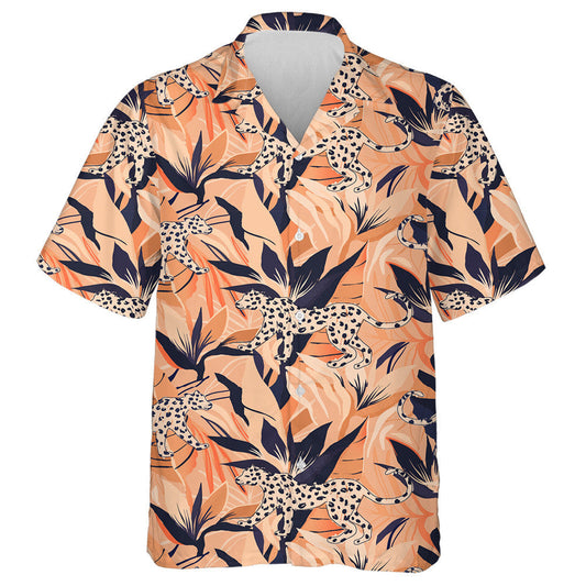 Hand Drawn Abstract Jungle With White Leopards Hawaiian Shirt, Hawaiian Shirt Gift, Christmas Gift