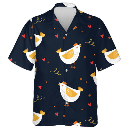 Sicín Gleoite Cartún Agus Croí Ar Chúlra Dubh Léine Haváís, Bronntanas Léine Haváíais, Bronntanas Nollag