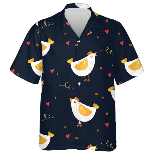 Sicín Gleoite Cartún Agus Croí Ar Chúlra Dubh Léine Haváís, Bronntanas Léine Haváíais, Bronntanas Nollag