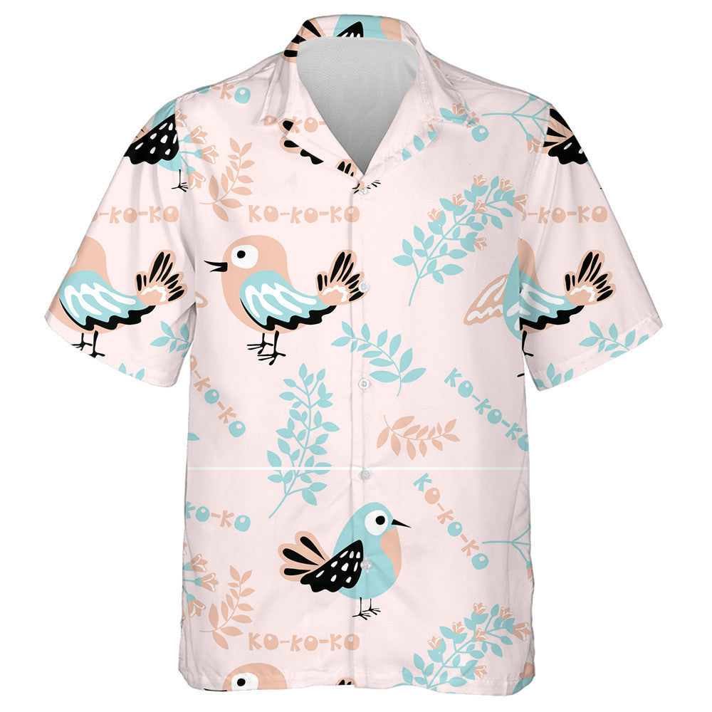 Cute Birds With Sprigs Of Flowers And Herbs Hawaiian Shirt, Christmas Gift