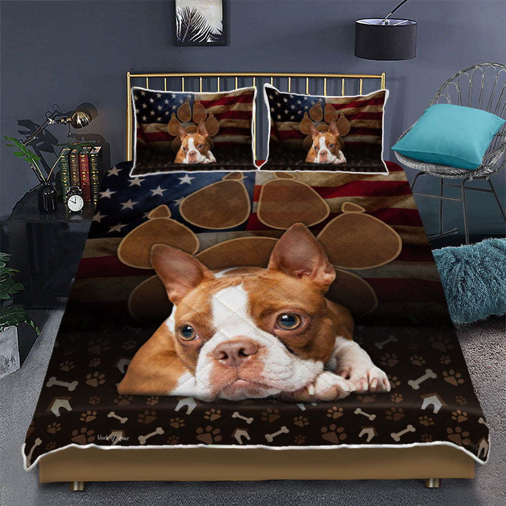 Boston Terrier Dog Paw Quilt Bedding Set  Bedroom Set Bedlinen 3D,Bedding Christmas Gift,Bedding Set Christmas