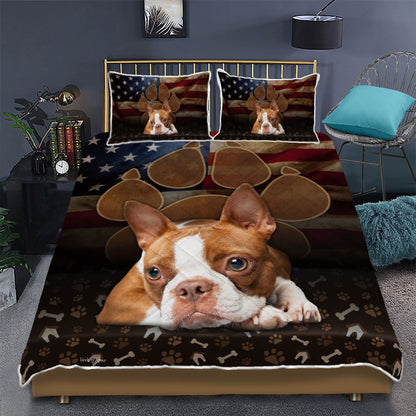 Boston Terrier Dog Paw Quilt Bedding Set  Bedroom Set Bedlinen 3D,Bedding Christmas Gift,Bedding Set Christmas