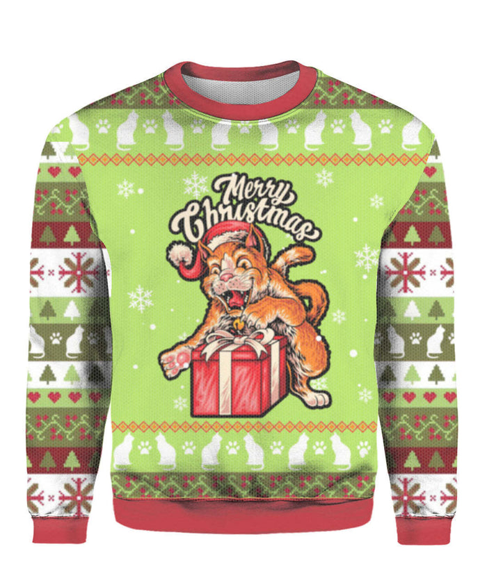 Funny Cat Merry Christmas Ugly Christmas Sweater, Christmas Gift, Gift Christmas 2024