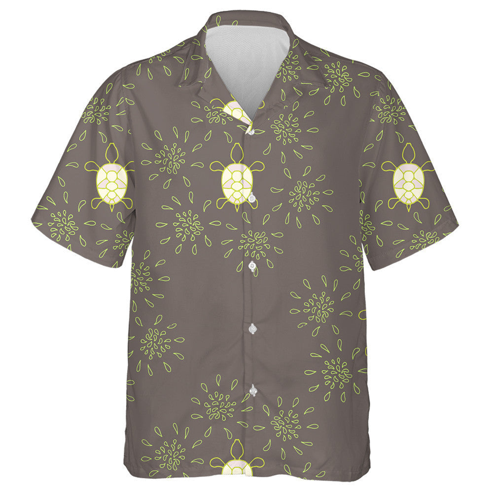 Flower And Turtle Background In Doodle Style Hawaiian Shirt, Hawaiian Shirt Gift, Christmas Gift