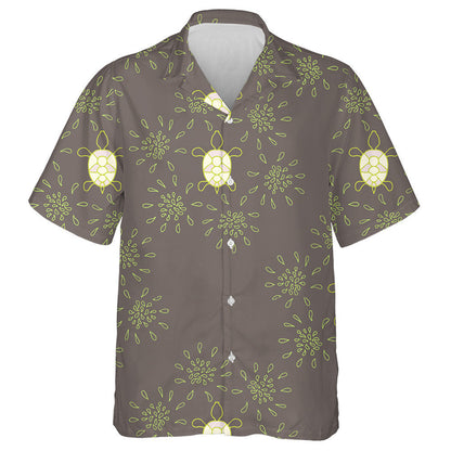 Flower And Turtle Background In Doodle Style Hawaiian Shirt, Hawaiian Shirt Gift, Christmas Gift