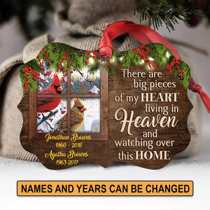 A Big Piece Of My Heart Lives In Heaven - Personalized Memorial Cardinal Bird Aluminium Ornament, Christmas Gift, Christmas Decoration
