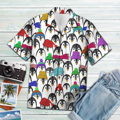 Nice Penguin Wear Colorful Beanie Hawaiian Shirt,Hawaiian Shirt Gift, Christmas Gift