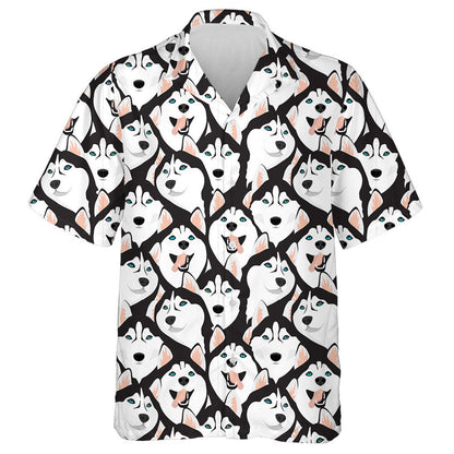 Husky Dogs With Blue Eyes Isolated Background Hawaiian Shirt, Hawaiian Shirt Gift, Christmas Gift