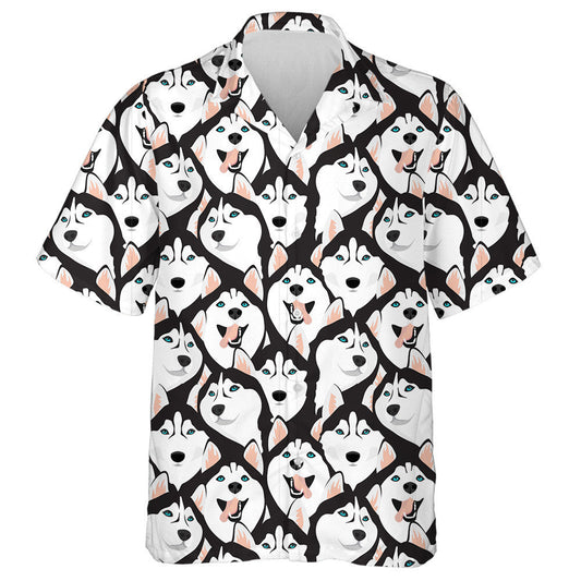 Husky Dogs With Blue Eyes Isolated Background Hawaiian Shirt, Hawaiian Shirt Gift, Christmas Gift