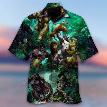 Gorilla Is The King Of The Jungle Design Hawaiian Shirt,Hawaiian Shirt Gift, Christmas Gift
