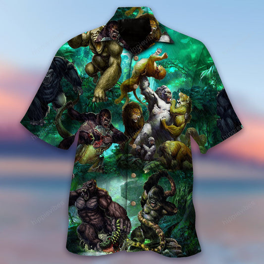 Gorilla Is The King Of The Jungle Design Hawaiian Shirt,Hawaiian Shirt Gift, Christmas Gift