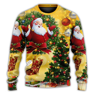 Christmas Tree Yellow Santa Claus Ugly Christmas Sweater, Christmas Gift, Gift Christmas 2024