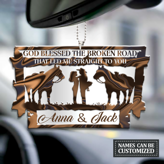 Horse Love God Blessed Personalized Ornament For Couple, Valentine Car Hanging Ornament, Ornament Gift For Wife Husband, Christmas Decoration
