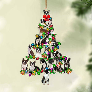Boston Terrier-Christmas Tree Lights-Two Sided Christmas Plastic Hanging Ornament, Christmas Ornament Gift, Christmas Gift, Christmas Decoration