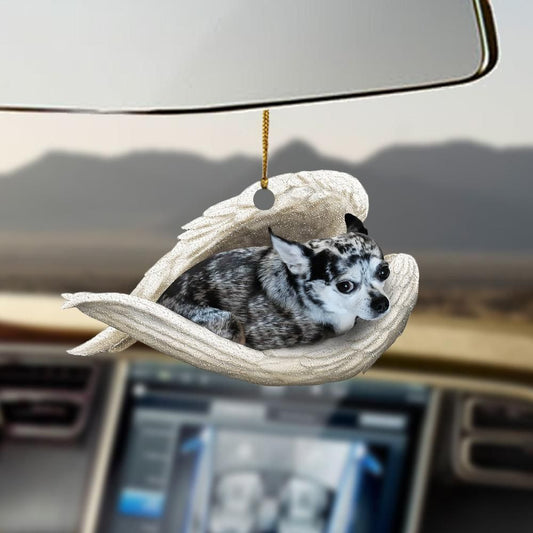 Chihuahua merle gorm Ornáid Aingeal Codlata, Bronntanas Ornáide Nollag, Bronntanas Nollag, Maisiú Nollag