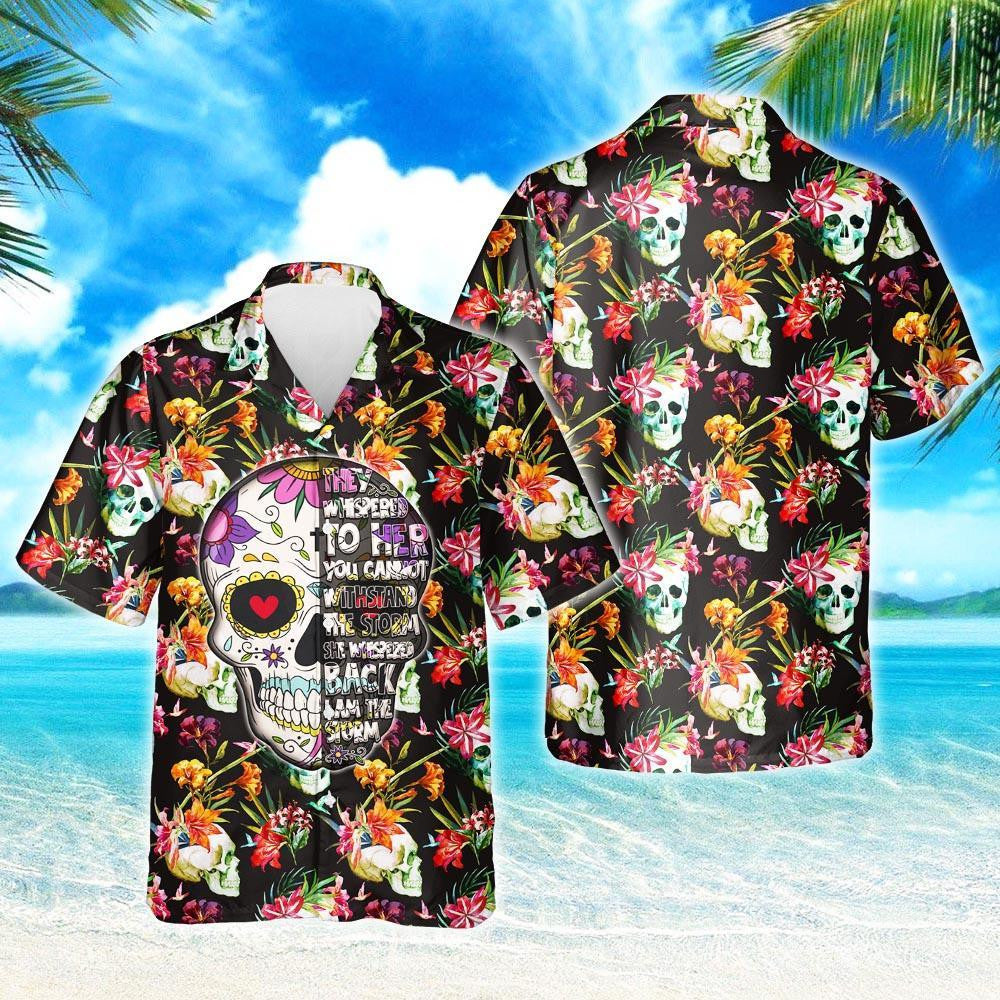 Dearadh Bláthanna Léine Haváís Skull Is Mise An Stoirm, Bronntanas Léine Haváíais, Bronntanas Nollag