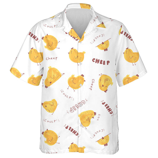 Cute Cartoon Chicken Baby And Lettering Cheep Hawaiian Shirt, Hawaiian Shirt Gift, Christmas Gift