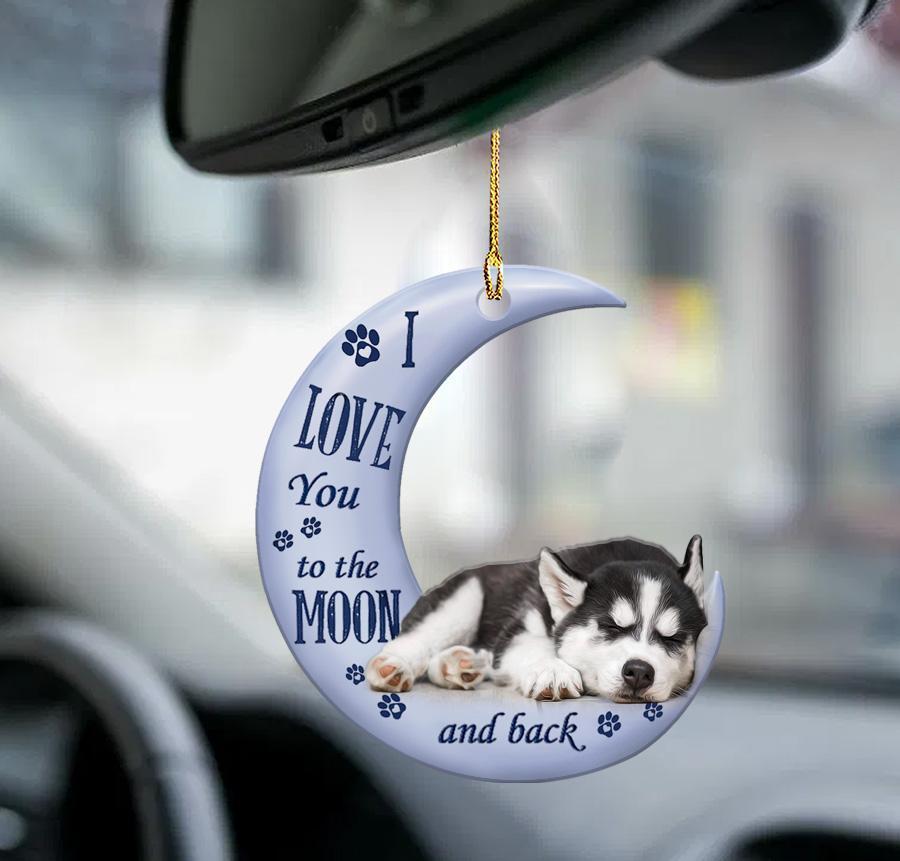 Siberian Husky Moon Back Siberian Husky Lover Dog Moms Two Sided Ornament, Christmas Gift,Christmas Decoration