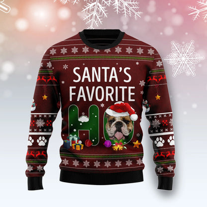 Bulldog Santa Is Fearr Ho unisex ban &amp; fir, lánúin ag meaitseáil, cairde, teaghlaigh greannmhar bronntanais geansaí gránna saoire na Nollag