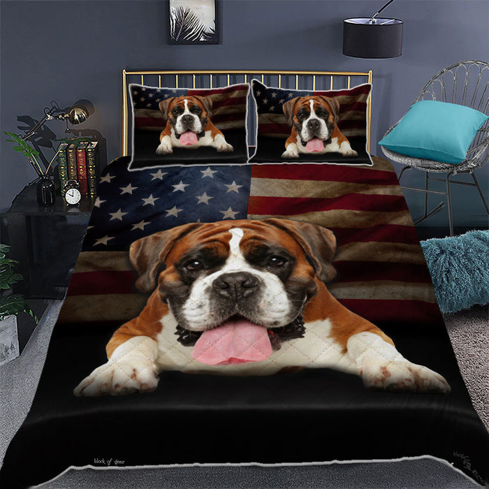 Boxer Dog American Quilt Bedding Set Bedroom Set Bedlinen,Bedding Christmas Gift,Bedding Set Christmas