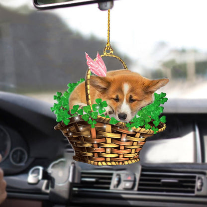 Corgi Sleeping Funny Lucky Fairy Two Sided Acrylic Ornament, Christmas Decoration