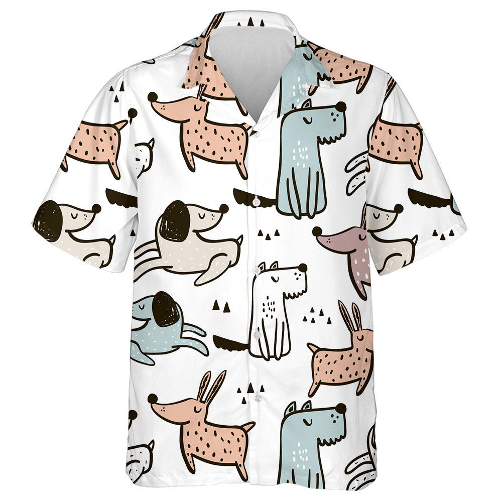 Modern Abstract With Hand Drawn Dogs Hawaiian Shirt,Hawaiian Shirt Gift, Christmas Gift