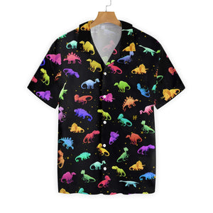 Colorful Seamless Dinosaurs Pattern Pattern Hawaiian Shirt, Hawaiian For Gift